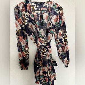 Lulu's Navy Floral Wrap Dress